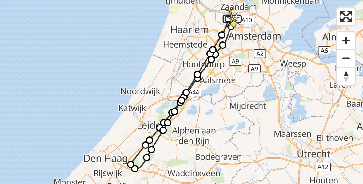 Routekaart van de vlucht: Lifeliner 1 naar Amsterdam Heliport, Hornweg