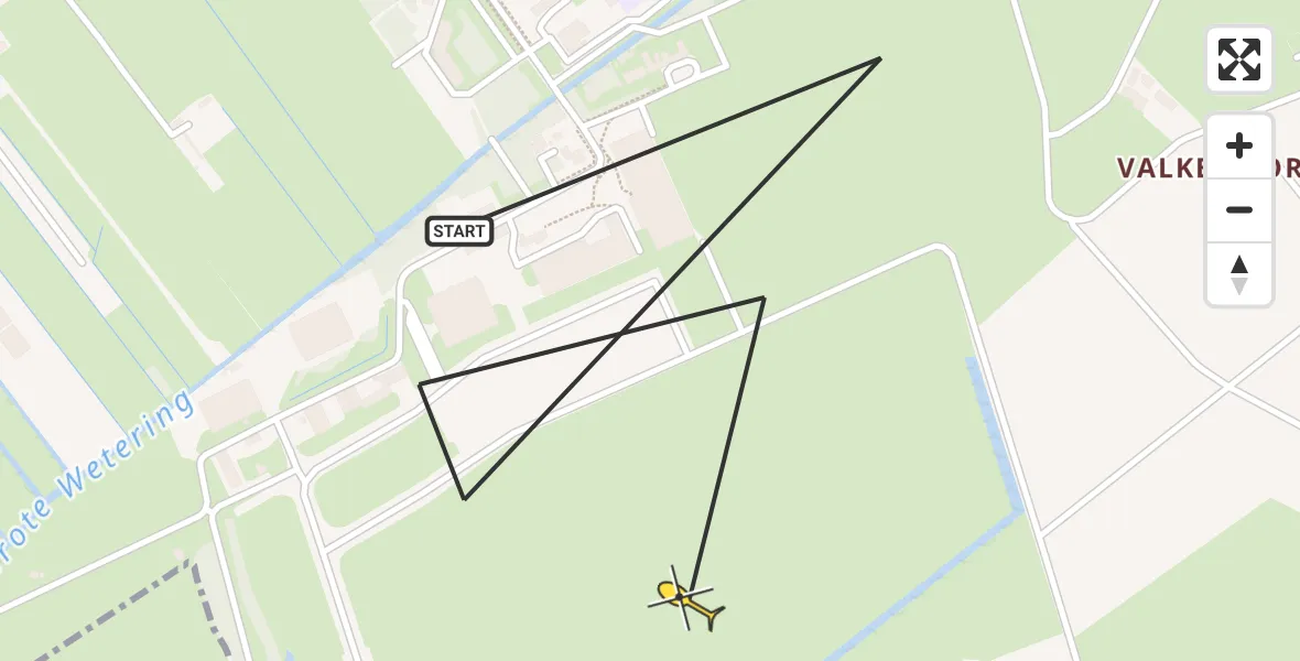 Routekaart van de vlucht: Politieheli naar Valkenburg, Marinevliegkamp