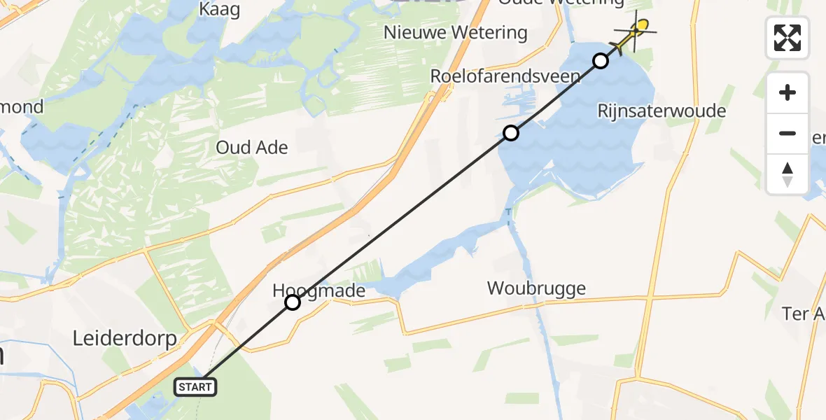 Routekaart van de vlucht: Politiehelikopter naar Leimuiden, Kerkstraat