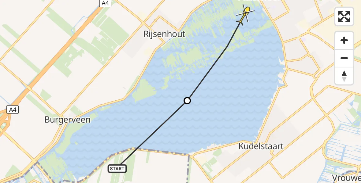 Routekaart van de vlucht: Politiehelikopter naar Aalsmeer, Grote Poel