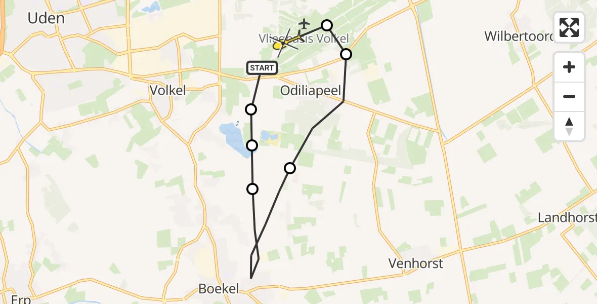 Routekaart van de vlucht: Lifeliner 3 naar Vliegbasis Volkel, Vogelstraat