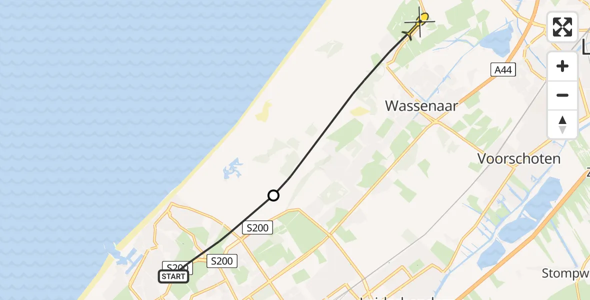 Routekaart van de vlucht: Politiehelikopter naar Wassenaar, Klatteweg