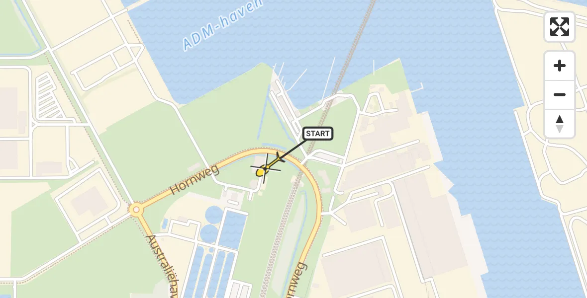 Routekaart van de vlucht: Lifeliner 1 naar Amsterdam Heliport, Hornweg