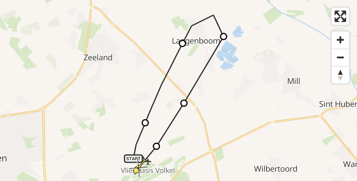 Routekaart van de vlucht: Lifeliner 3 naar Vliegbasis Volkel, Millsebaan