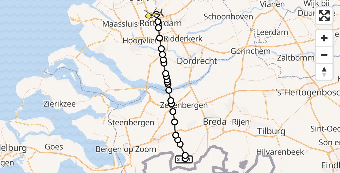 Routekaart van de vlucht: Lifeliner 2 naar Rotterdam The Hague Airport, Achtmaalseweg