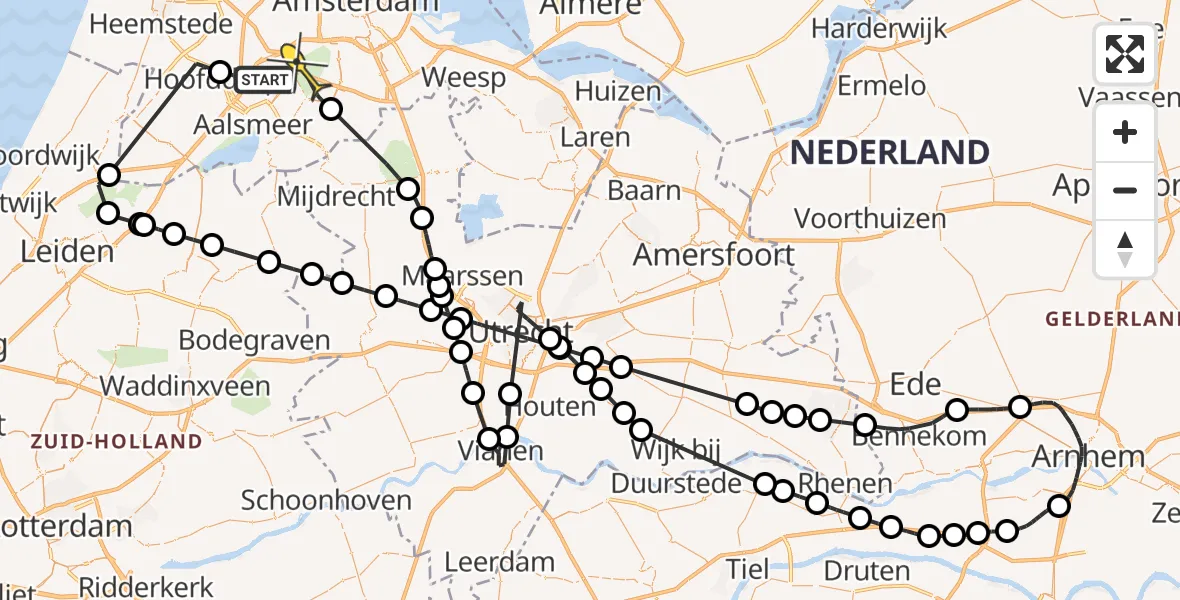 Routekaart van de vlucht: Politiehelikopter naar Amstelveen, Rinse Hofstraweg
