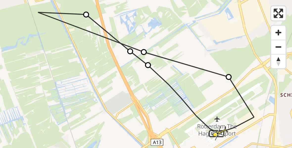 Routekaart van de vlucht: Lifeliner 2 naar Rotterdam The Hague Airport, Brandenburgbaan