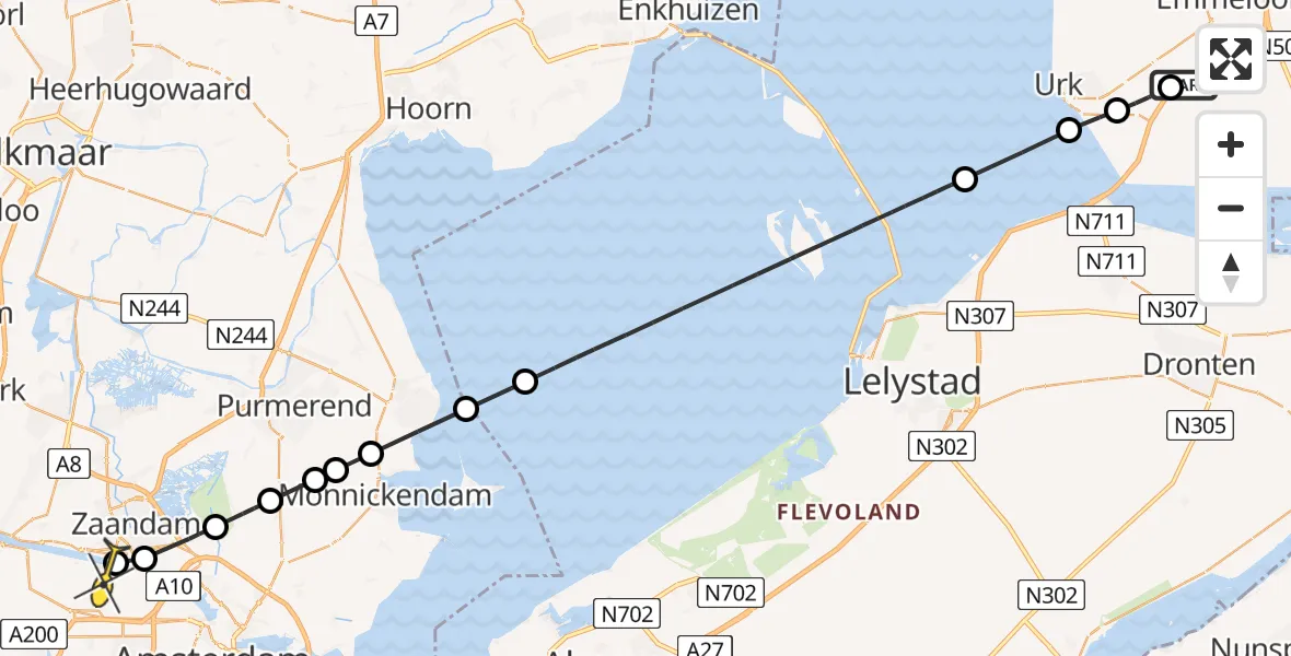 Routekaart van de vlucht: Lifeliner 1 naar Amsterdam Heliport, Han Stijkeltocht
