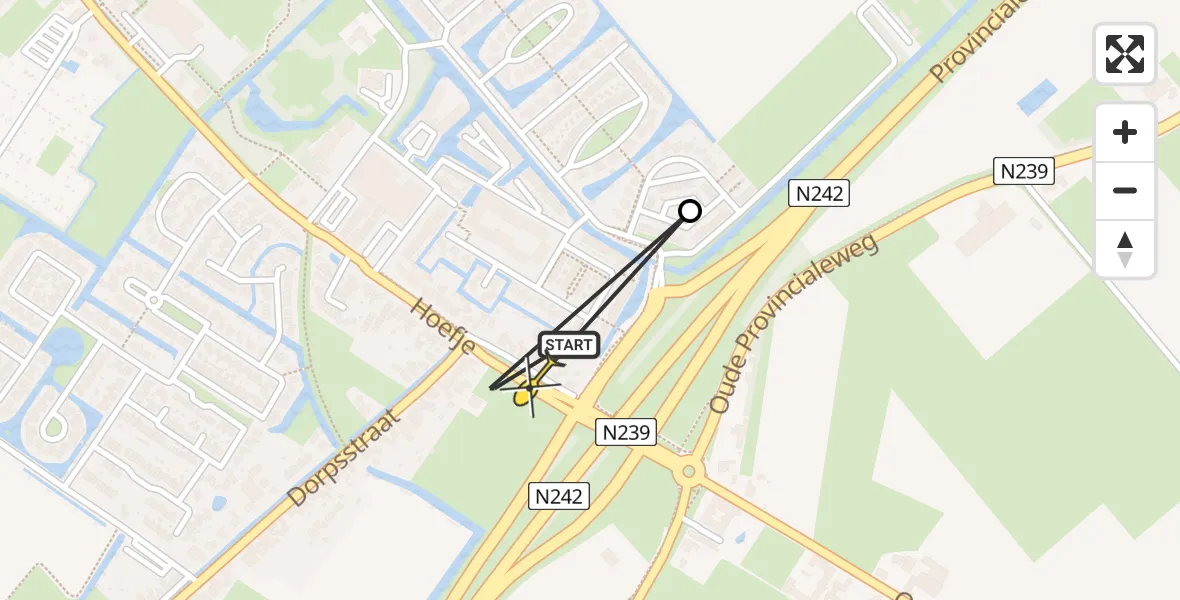 Routekaart van de vlucht: Lifeliner 1 naar Nieuwe Niedorp, Hoefje