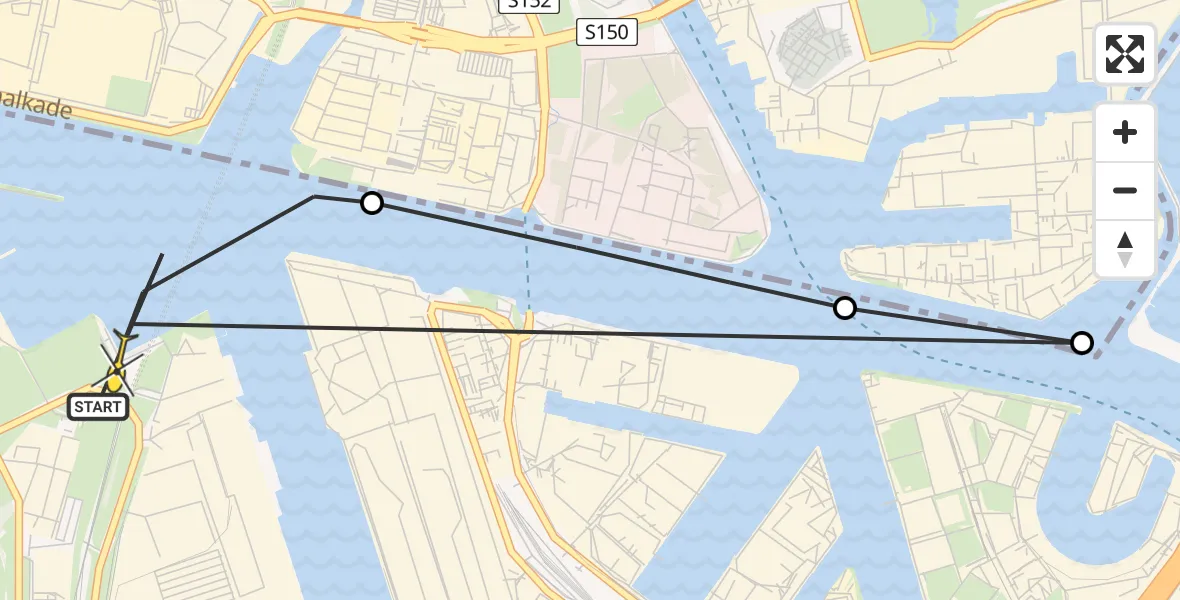 Routekaart van de vlucht: Lifeliner 1 naar Amsterdam Heliport, Sluispolderweg