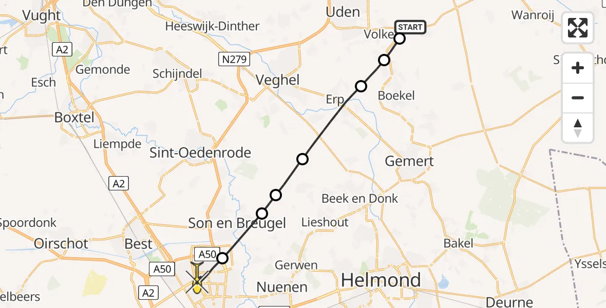 Routekaart van de vlucht: Lifeliner 3 naar Eindhoven, Rechtestraat