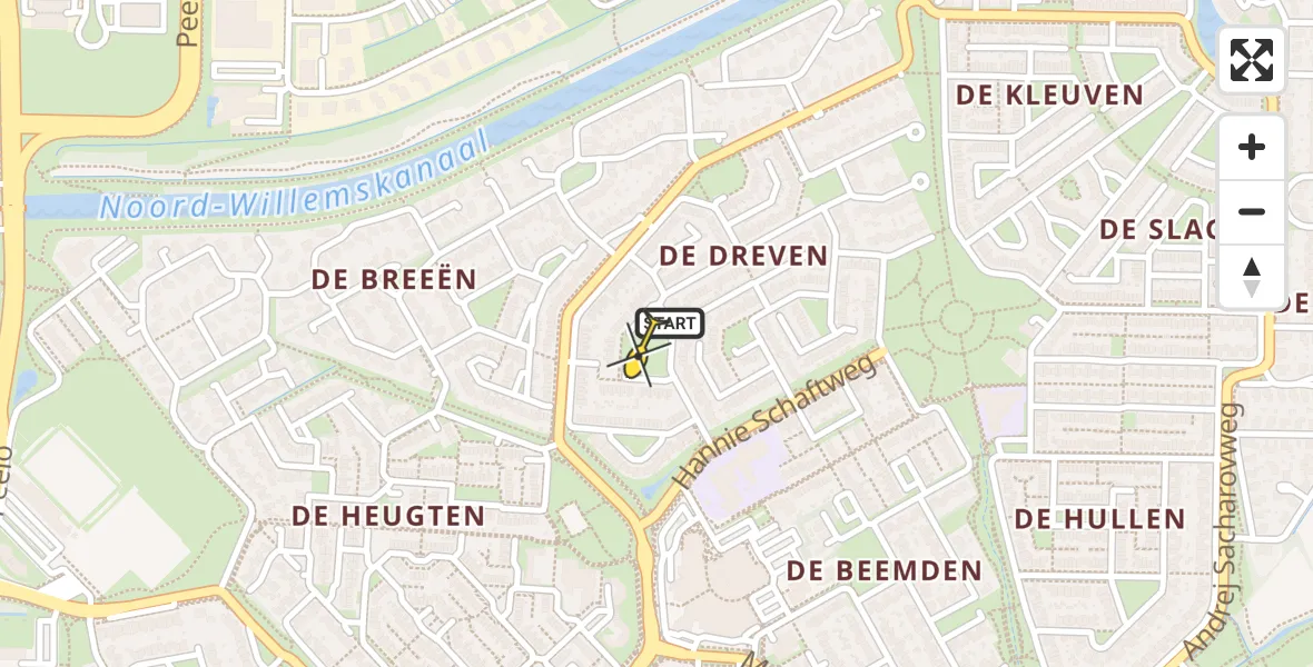 Routekaart van de vlucht: Lifeliner 4 naar Assen, Boerhoorndreef