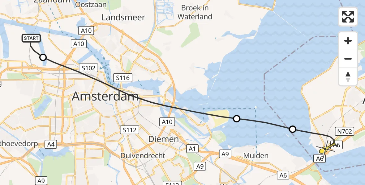 Routekaart van de vlucht: Lifeliner 1 naar Almere, Maltaweg