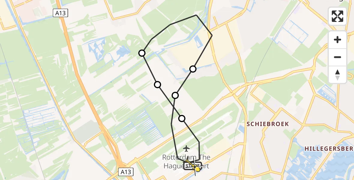 Routekaart van de vlucht: Lifeliner 2 naar Rotterdam The Hague Airport, Molenweg