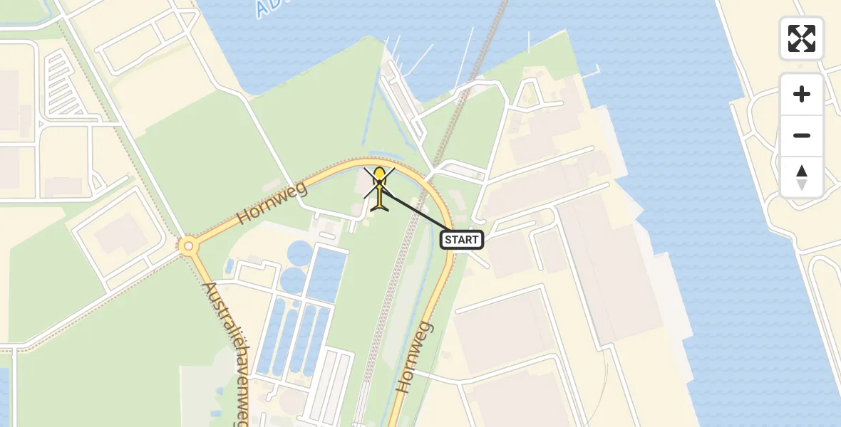 Routekaart van de vlucht: Lifeliner 1 naar Amsterdam Heliport, Hornweg