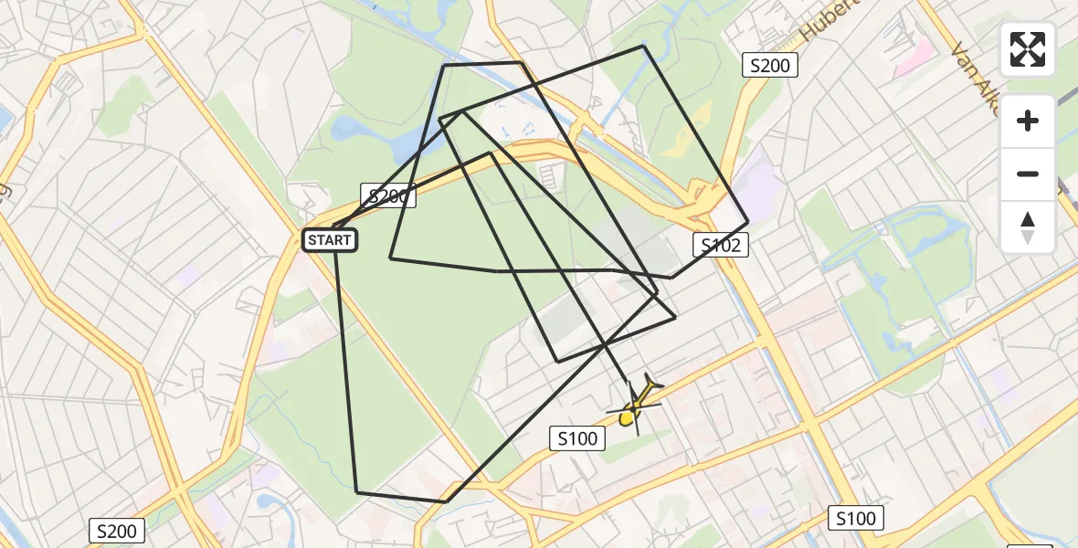 Routekaart van de vlucht: Politiehelikopter naar Den Haag, Atjehstraat