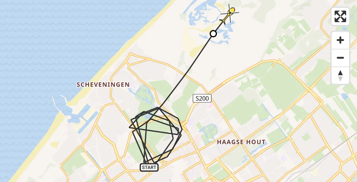 Routekaart van de vlucht: Politiehelikopter naar Wassenaar, Dwarsweg