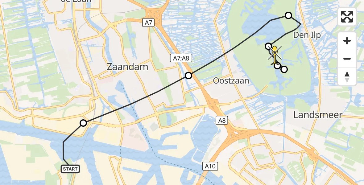 Routekaart van de vlucht: Lifeliner 1 naar Oostzaan, Stromboliweg
