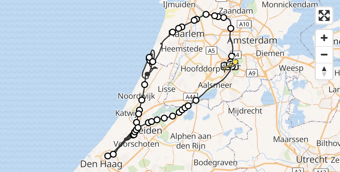 Routekaart van de vlucht: Politiehelikopter naar Schiphol, Thermiekstraat