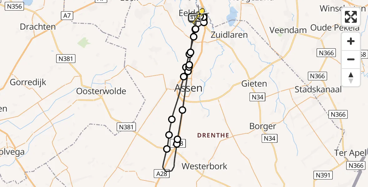 Routekaart van de vlucht: Lifeliner 4 naar Groningen Airport Eelde, Vissersweg