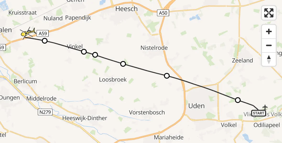 Routekaart van de vlucht: Lifeliner 3 naar Rosmalen, Vliertwijksestraat