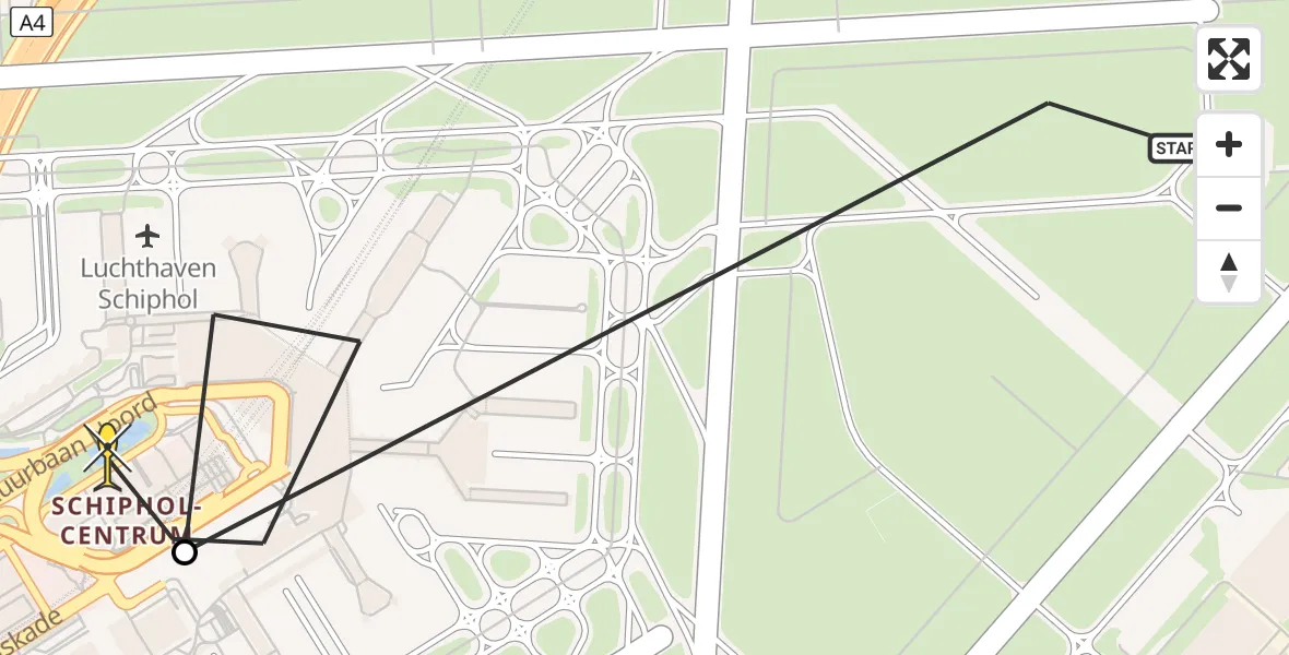 Routekaart van de vlucht: Politieheli naar Luchthaven Schiphol, Parking WTC