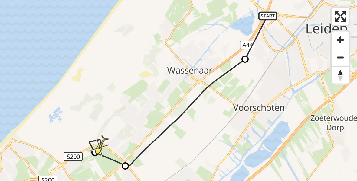 Routekaart van de vlucht: Politiehelikopter naar Wassenaar, Buurtweg