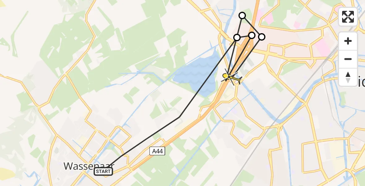 Routekaart van de vlucht: Politieheli naar Leiden, Schepenstraat