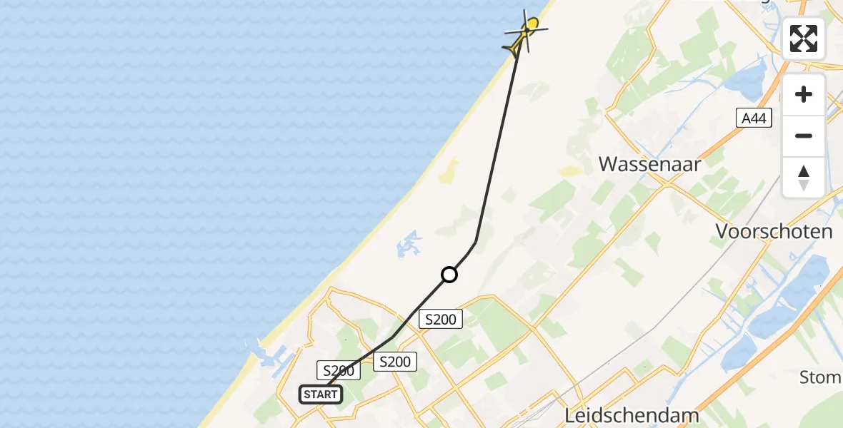 Routekaart van de vlucht: Politiehelikopter naar Wassenaar, George Maduroplein