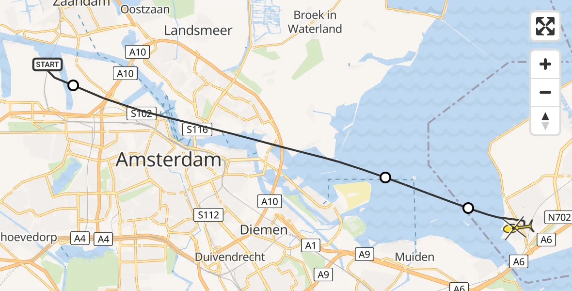 Routekaart van de vlucht: Lifeliner 1 naar Almere, Nustar Terminals B.V.