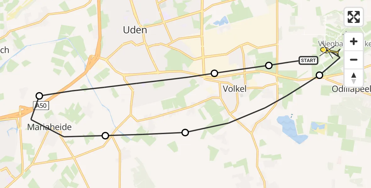 Routekaart van de vlucht: Lifeliner 3 naar Vliegbasis Volkel, Zonnepark Hoogveld Zuid