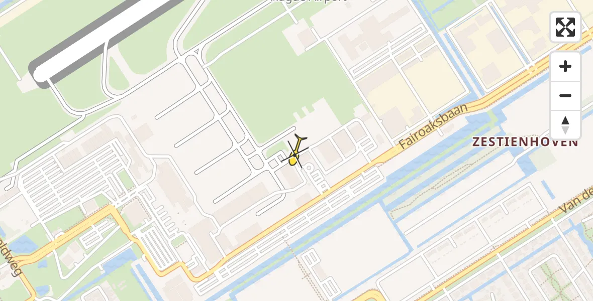 Routekaart van de vlucht: Politieheli naar Rotterdam The Hague Airport