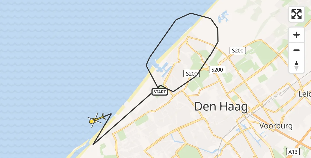Routekaart van de vlucht: Politieheli naar Den Haag, Zuidelijk havenhoofd