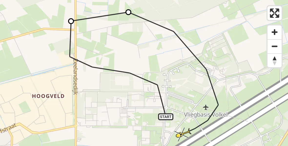 Routekaart van de vlucht: Lifeliner 3 naar Vliegbasis Volkel, Zeelandsedijk