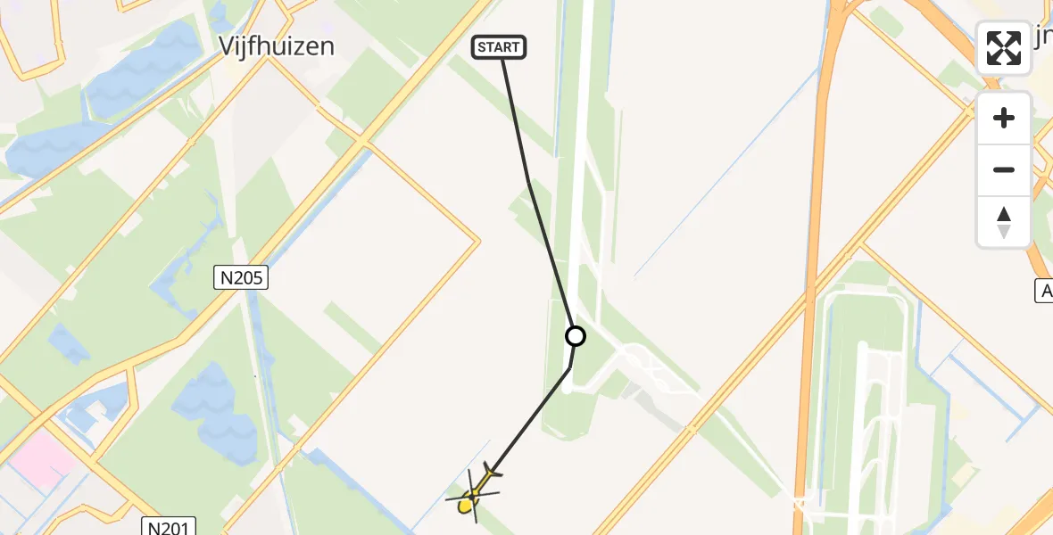 Routekaart van de vlucht: Politieheli naar Hoofddorp, IJweg