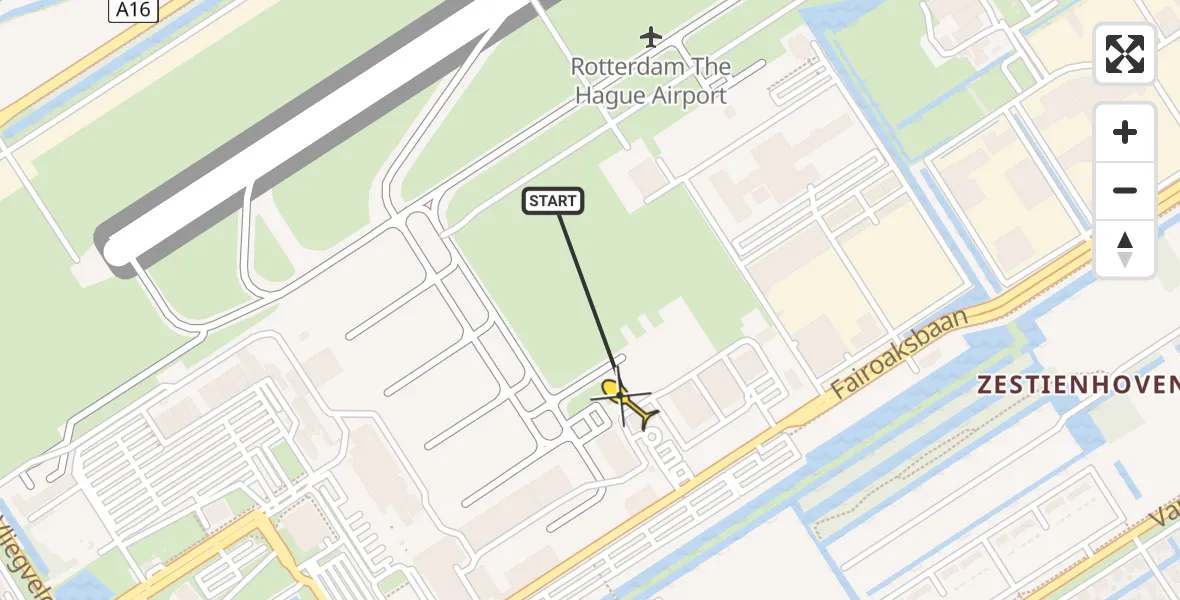Routekaart van de vlucht: Politieheli naar Rotterdam The Hague Airport, Fornebubaan
