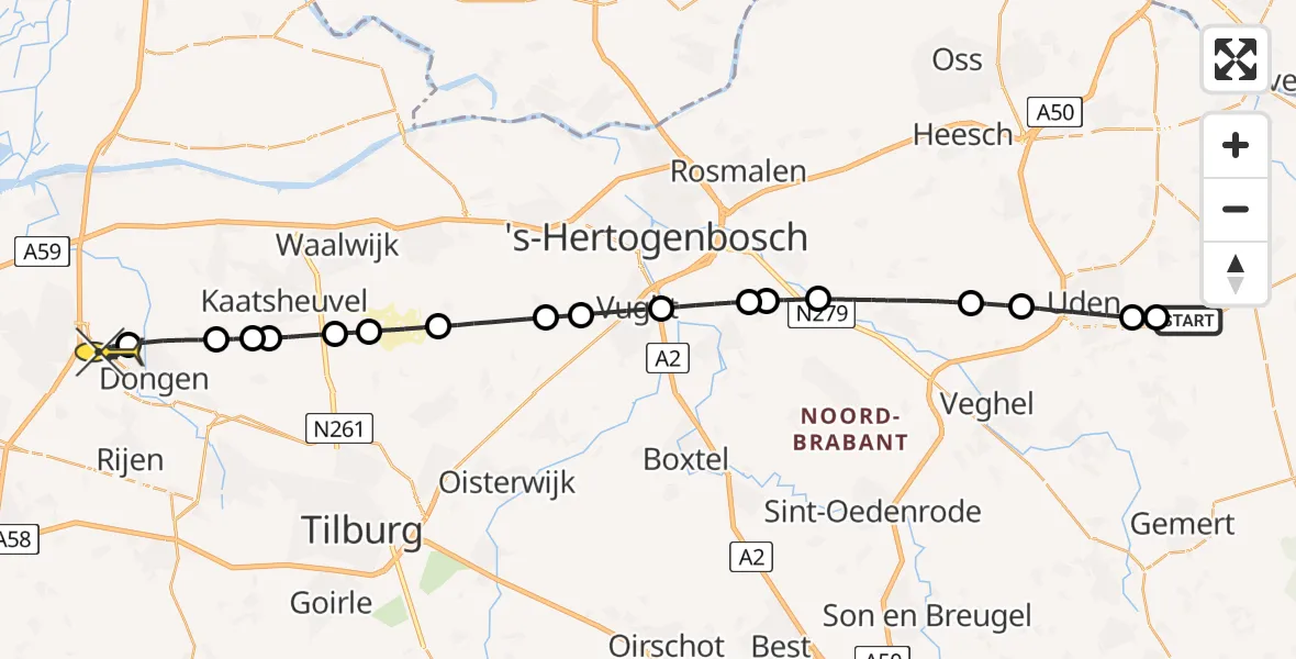 Routekaart van de vlucht: Lifeliner 3 naar Oosteind, Boshond