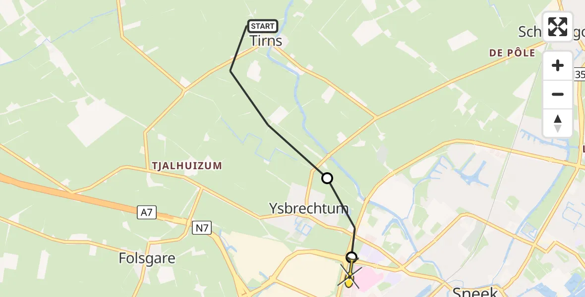 Routekaart van de vlucht: Lifeliner 4 naar Sneek, Kilewierwei