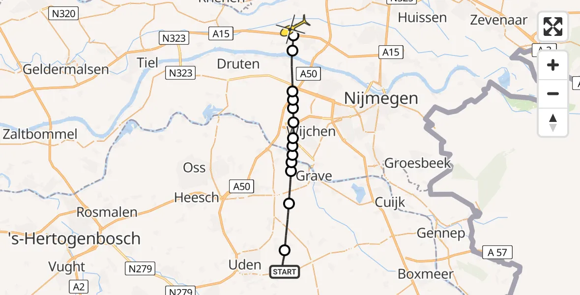 Routekaart van de vlucht: Lifeliner 3 naar Zetten, zeelandsedijk