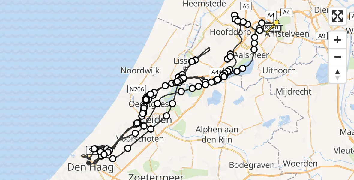 Routekaart van de vlucht: Politieheli naar Schiphol, Loevesteinse Randweg