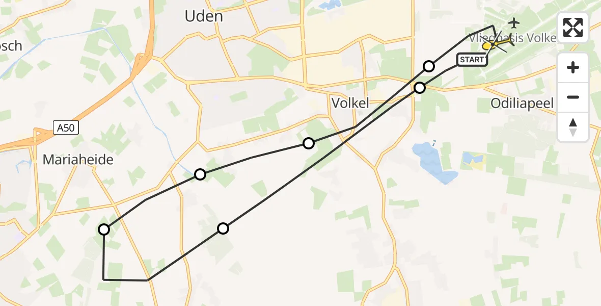Routekaart van de vlucht: Lifeliner 3 naar Vliegbasis Volkel, Rondweg Volkel