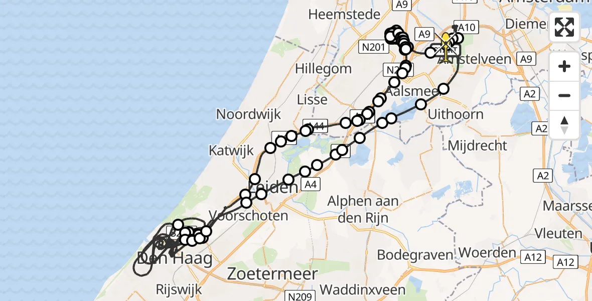 Routekaart van de vlucht: Politieheli naar Schiphol, Loevesteinse Randweg