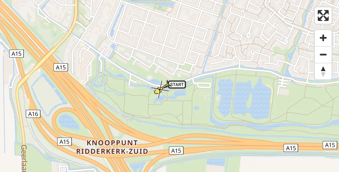 Routekaart van de vlucht: Lifeliner 1 naar Ridderkerk, Kloosplantsoen