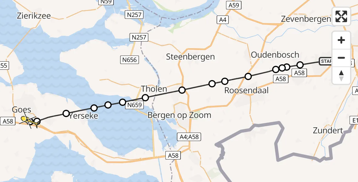 Routekaart van de vlucht: Lifeliner 3 naar Goes, Wissel