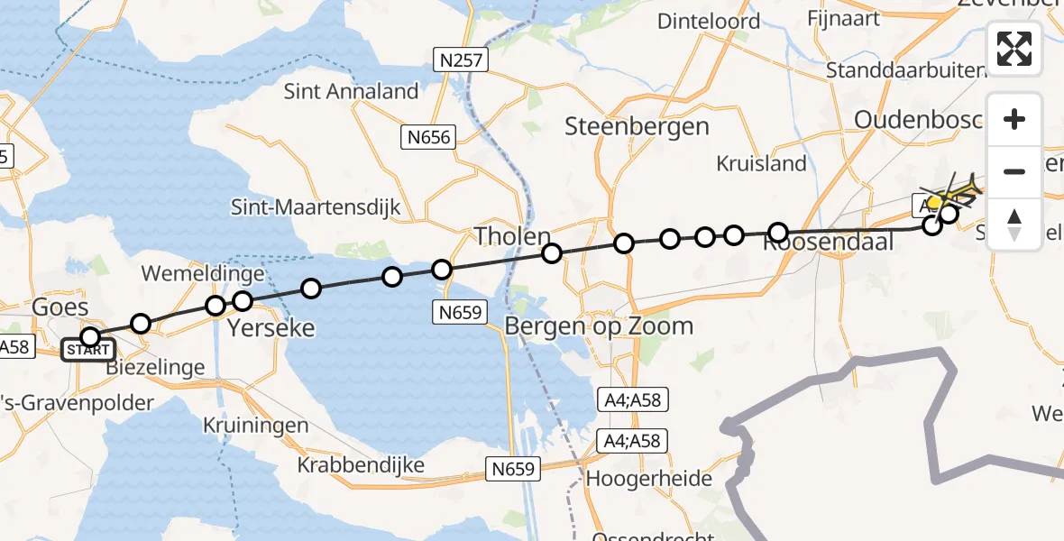 Routekaart van de vlucht: Lifeliner 3 naar Breda International Airport, Kuiterswegeling