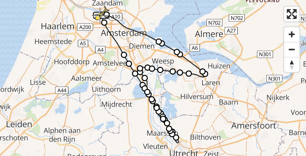 Routekaart van de vlucht: Lifeliner 1 naar Amsterdam Heliport, Maltaweg