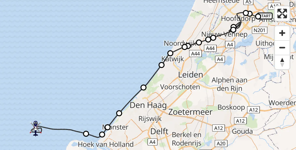 Vluchtroute Politiehelikopter Schiphol - , 24 juni 2025, 09:30