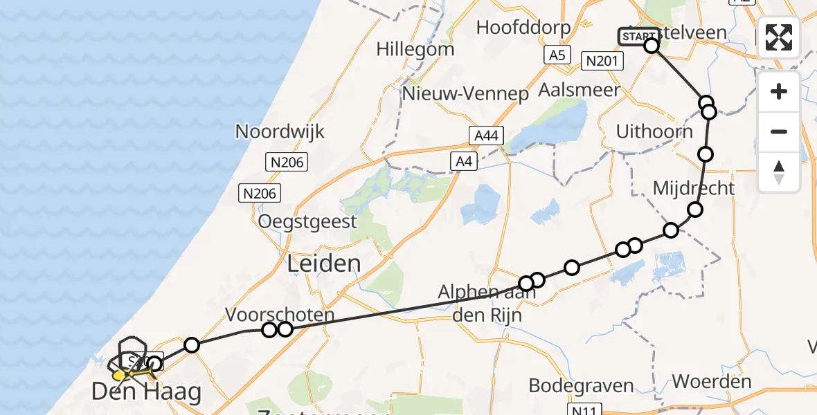 Routekaart van de vlucht: Politieheli naar Den Haag, Kleine Noorddijk