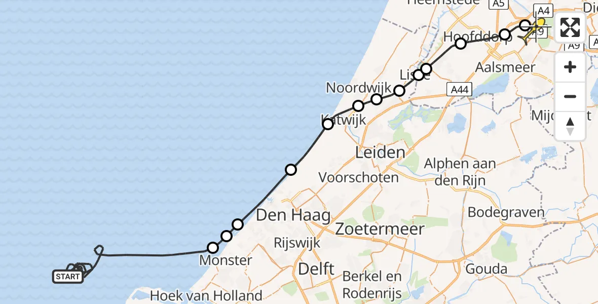 Routekaart van de vlucht: Politieheli naar Schiphol, Thermiekstraat