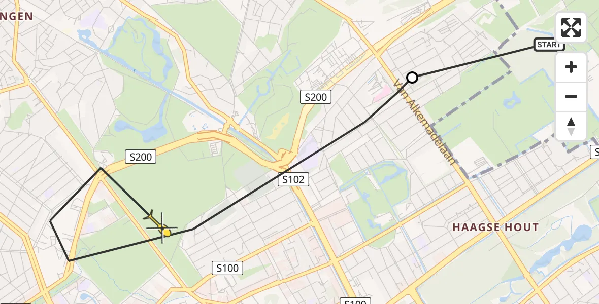 Routekaart van de vlucht: Politieheli naar Den Haag, Van Kijfhoeklaan